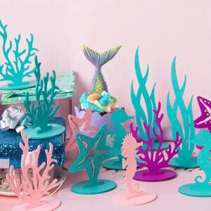 12 Piece Whimsical Mermaid/Beach Theme Table Top Centerpiece Decorations